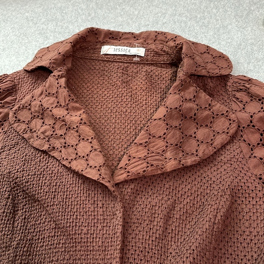 Coquette Cottagecore Peplum Jacket Top Small Petite Brown Girly Lolita Kawaii - Picture 7 of 11